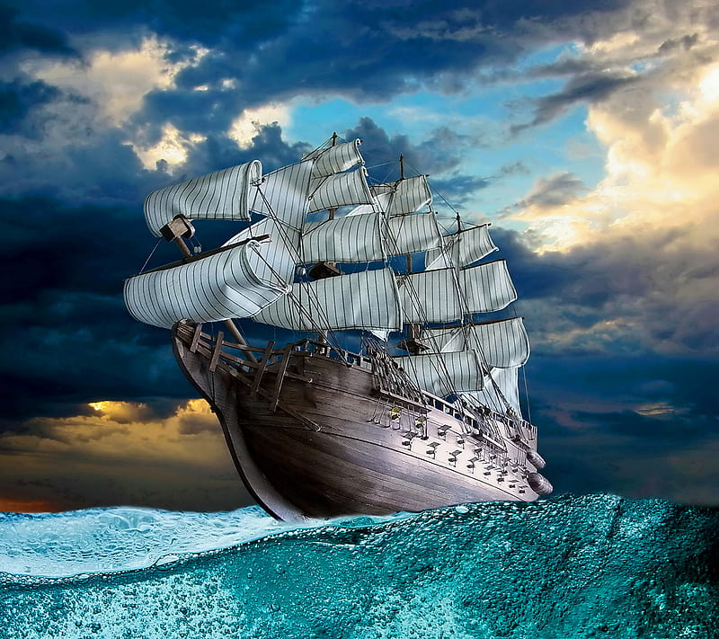 Sailing Ship, sailing, sea, ship, HD wallpaper