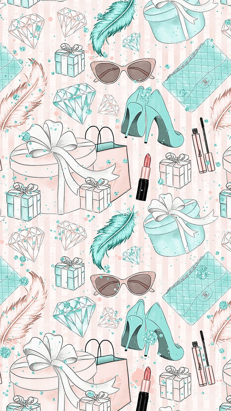 Girly, diamonds, heels, makeup, pastels, pink, sunglasses, HD phone wallpaper