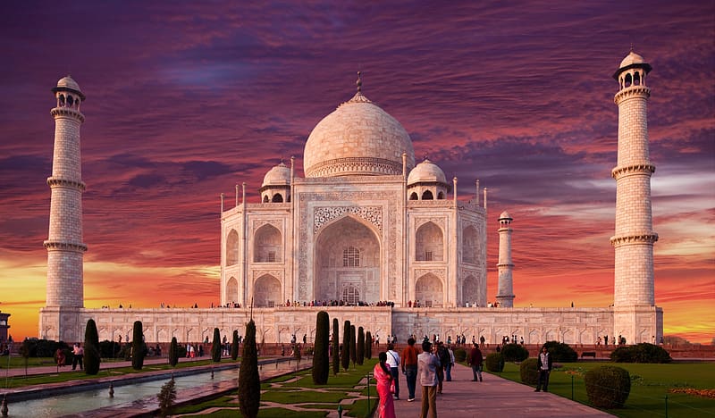 Sunset, Sky, Monuments, Taj Mahal, India, Agra, , Uttar Pradesh, HD wallpaper