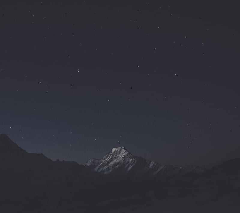 Dark Mountain, night, nighttime, stars, HD wallpaper