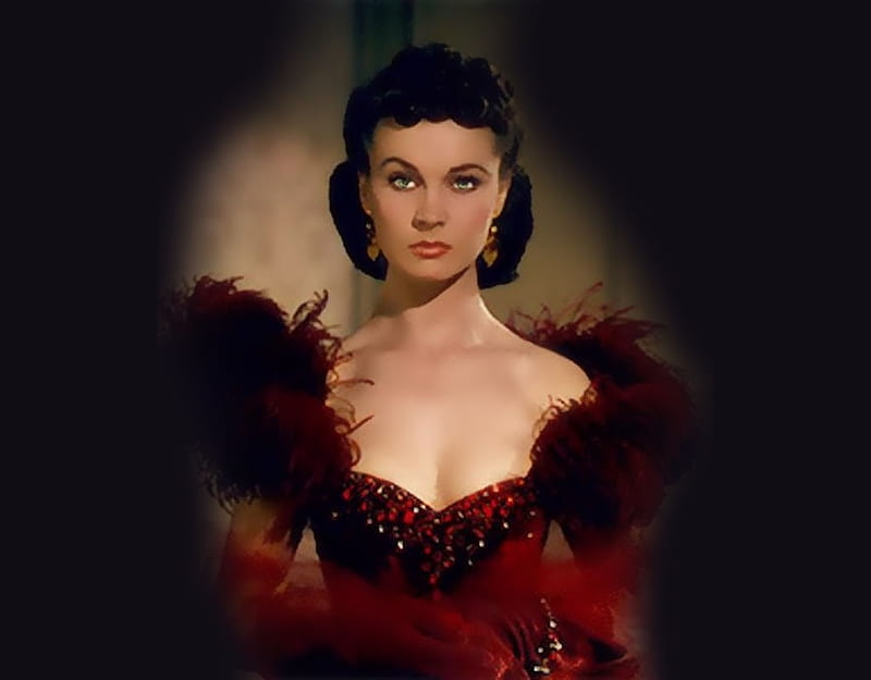 Vivien Leigh Gone With The Wind, pretty, stunning, lovely, breathtaking, women are special, bonito, delicate, lips nails eyes hair art, etheral women, ladies wear feathers, female trendsetters, gorgeous, HD wallpaper