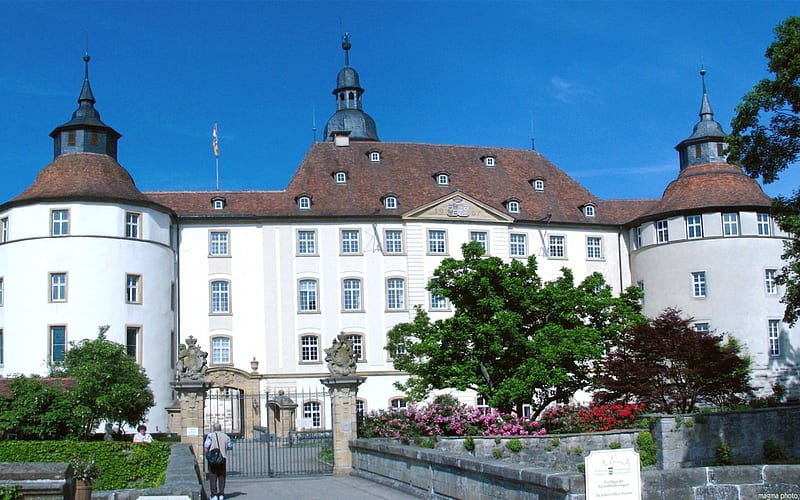 old-castle, medievil, , germany, old castle, park, hohenlohe, south, europe, langenburg, green , castle, HD wallpaper