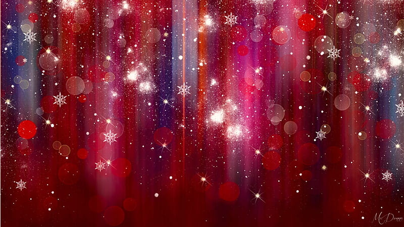 Glitter of Snowflakes, red, Christmas, New Years, glitter, shine, abstract, bokeh, Valentines Day, snow, snowflakes, HD wallpaper