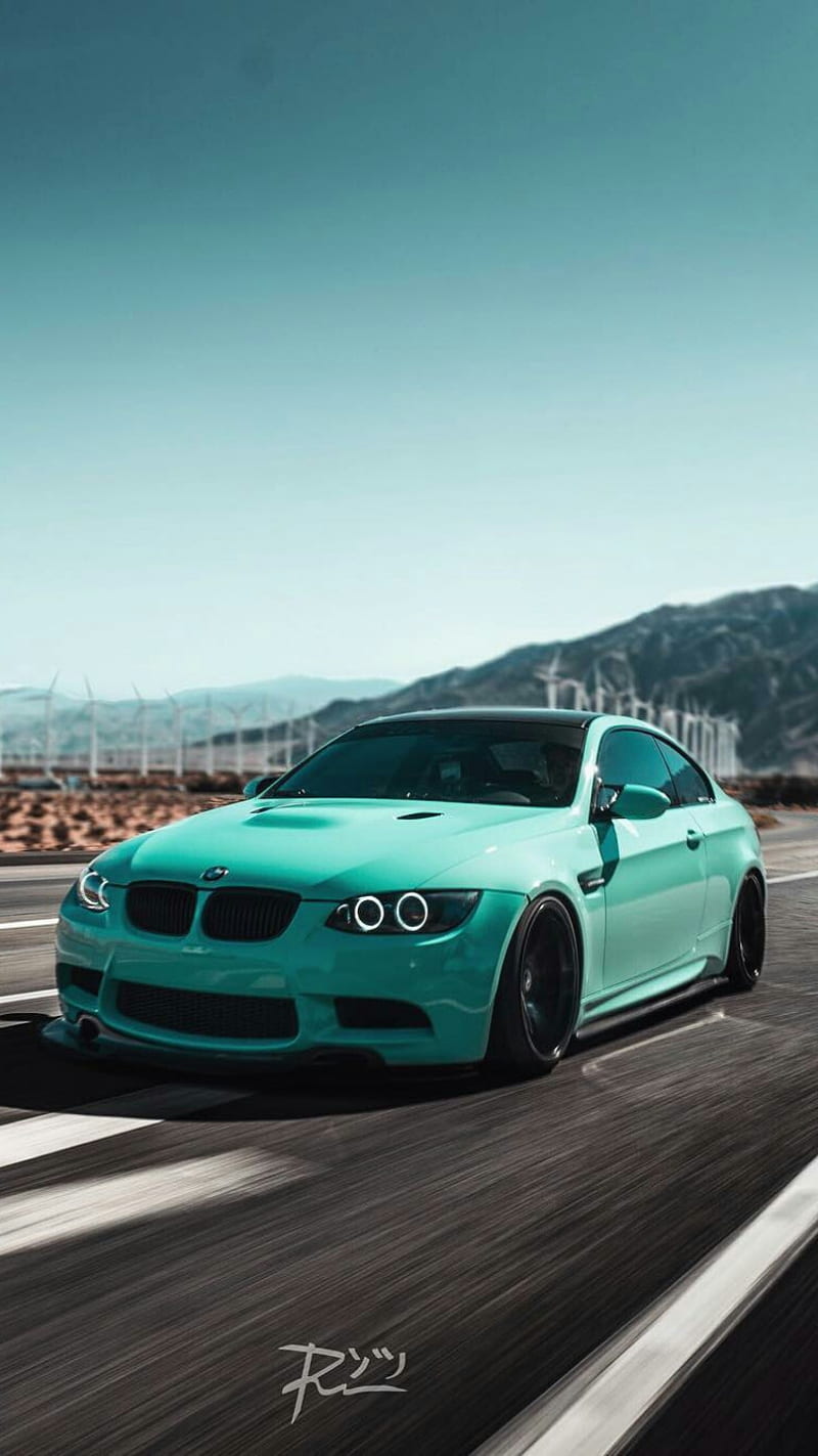 BMW M3, car, coupe, e92, green, m power, tuning, vehicle, HD phone wallpaper