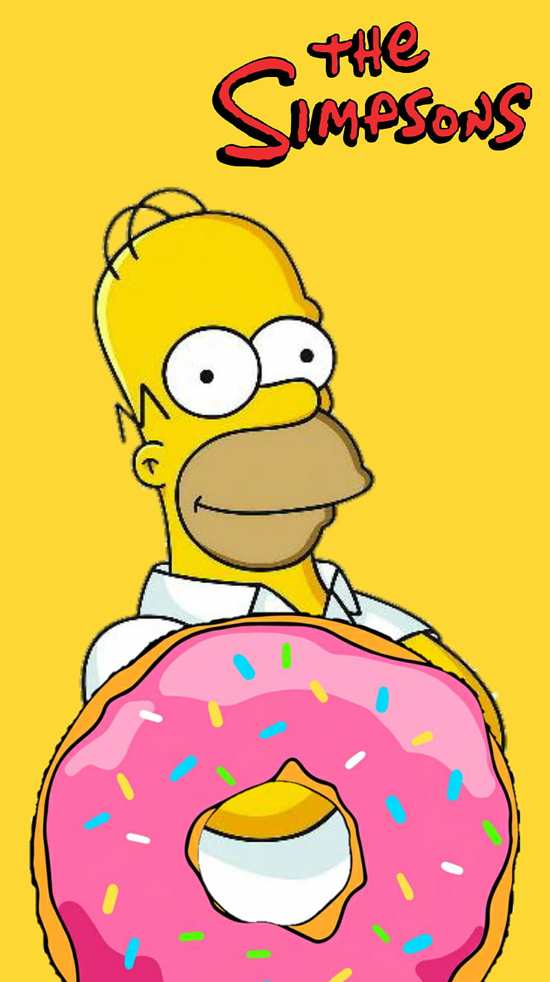 Homer and His Donut, donut, donuts, homer, pink, the simpsons, yellow, HD  phone wallpaper | Peakpx