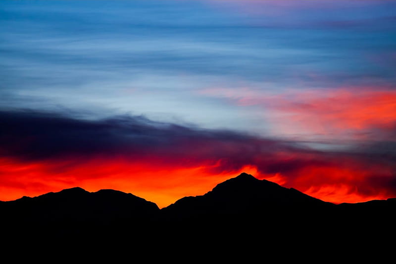 Rocky Mountain Sunset, colors, sky, silhouette, clouds, HD wallpaper ...