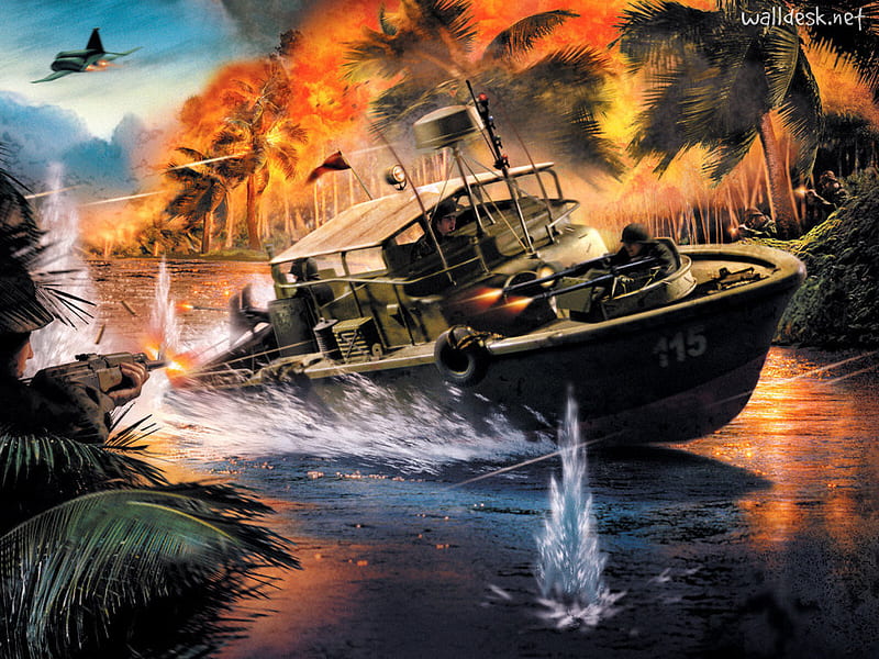 PBR Boat, military, patrol, vietnam, HD wallpaper