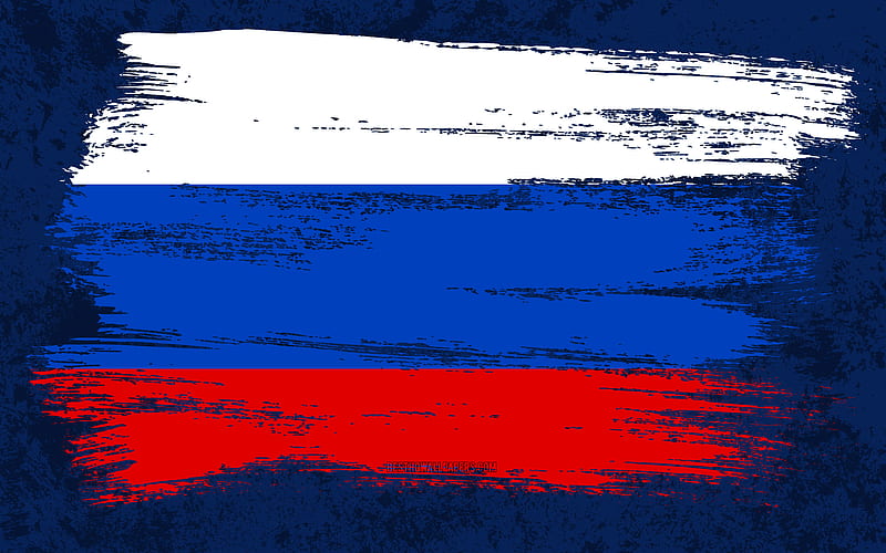 Flag Of Russia. Russian Flag. Coat Of Arms. Brush Stroke