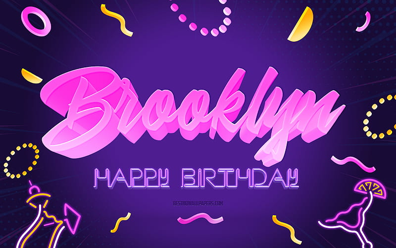 Happy Birtay Brooklyn Purple Party Background, Brooklyn, creative art, Happy Brooklyn birtay, Brooklyn name, Brooklyn Birtay, Birtay Party Background, HD wallpaper