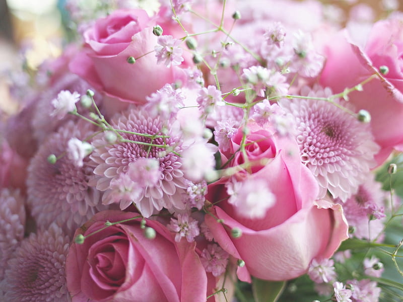 Beautiful pink flowers., flowers, bonito, arangement, pink, HD wallpaper