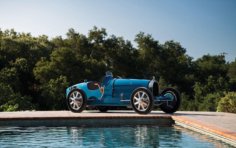 Bugatti Type 35C, 1927, retro sports car, convertible, blue Type 35C, vintage cars, Bugatti, HD wallpaper