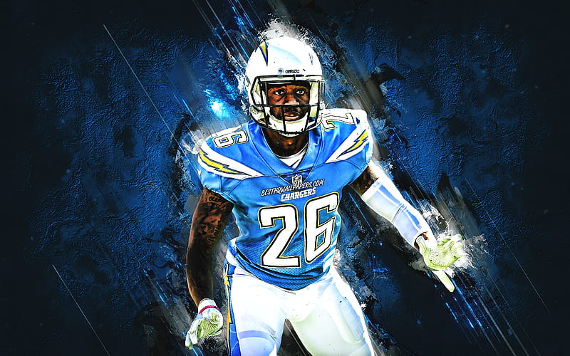 Casey Hayward, Los Angeles Chargers, NFL, american football, portrait, blue stone background, National Football League, HD wallpaper