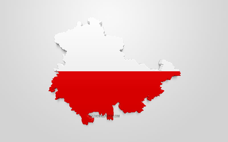 Thuringia map silhouette, 3d flag of Thuringia, federal state of Germany, 3d art, Thuringia 3d flag, Germany, Europe, Thuringia, geography, States of Germany, HD wallpaper