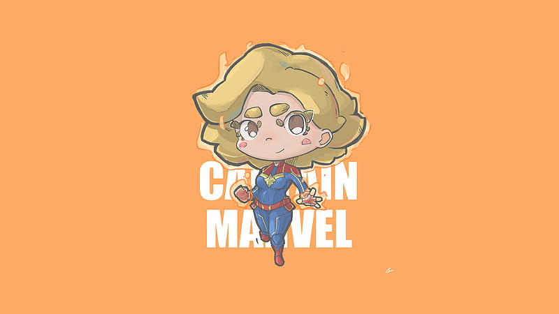 Captain Marvel Minimal Chibbi , captain-marvel, superheroes, minimalism, minimalist, artist, artwork, digital-art, artstation, HD wallpaper