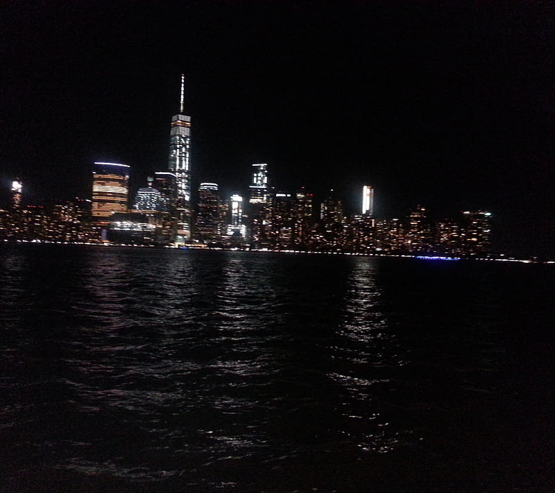 JC Waterfront, jersey city, new york, night life, HD wallpaper