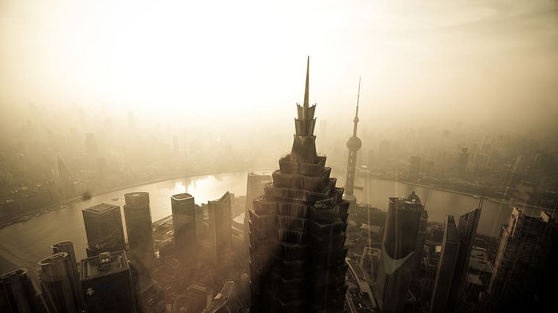 Cities, City, Skyscraper, Building, Fog, Cityscape, Shanghai, HD wallpaper