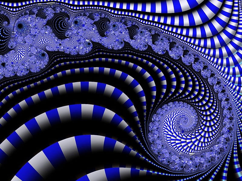 Purple and Blue Gems Fractal, stripes, purple, spiral, fractal, fractals, blue, HD wallpaper