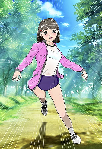 Girl run running park anime HD phone wallpaper  Peakpx