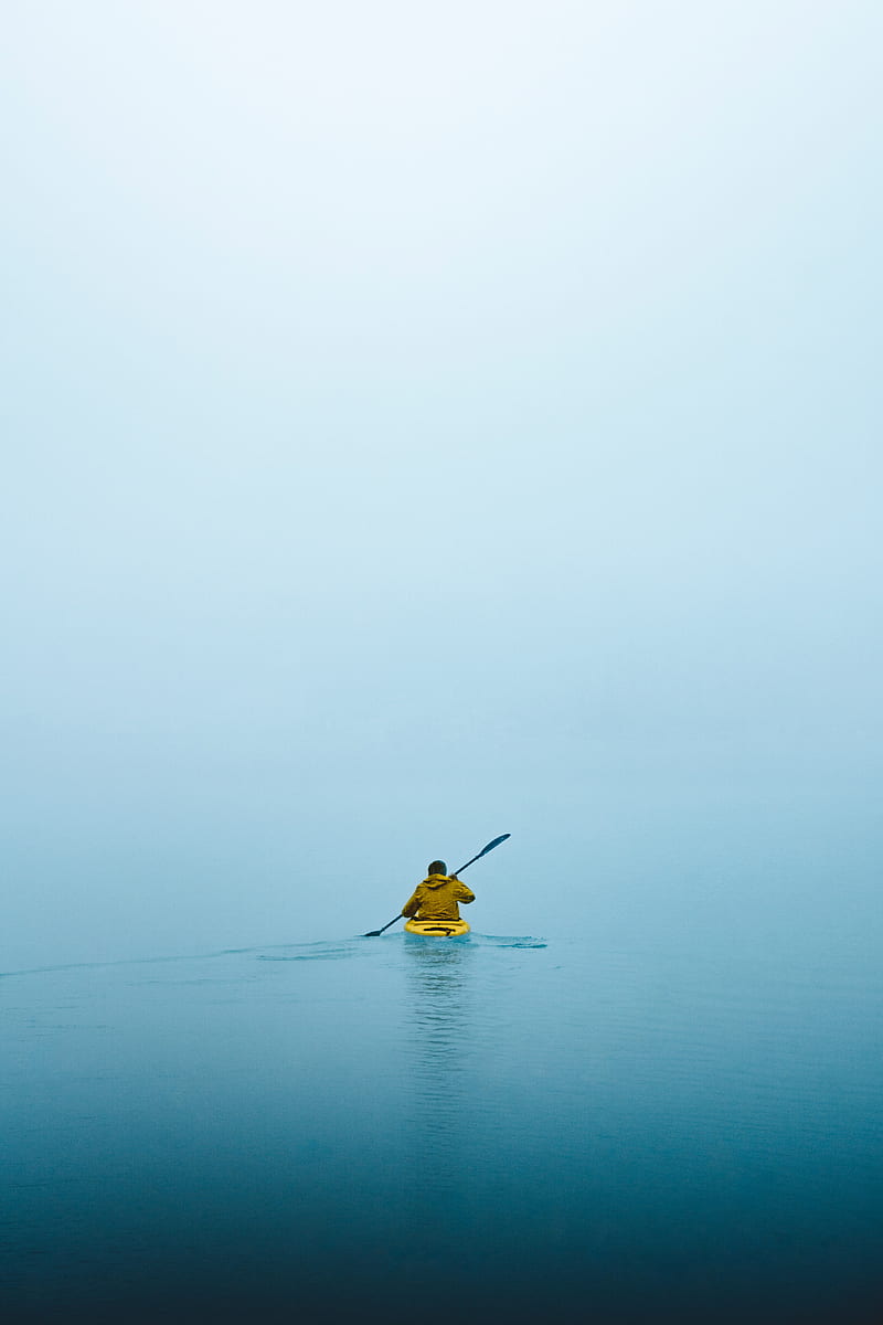 boat, water, fog, minimalism, HD phone wallpaper