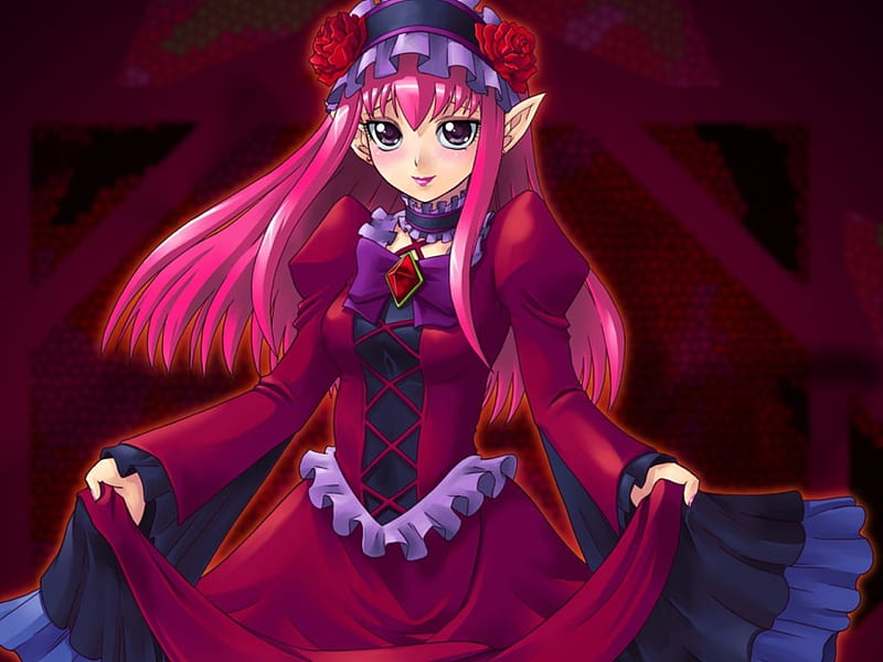 Dark Dream, red, pretty, dress cg, bonito, yes precure 5, sweet, magical girl, nice, pretty cure, loli, gothic, anime, beauty, anime girl, precurte, long hair, gorgeous, female, lovely, gown, lolita, red hair, plain, girl, simple, yes precure five, HD wallpaper