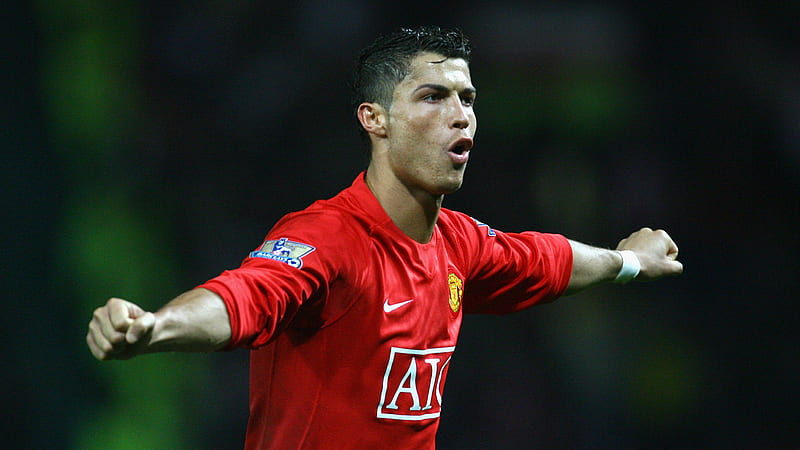 Cristiano Ronaldo Is Wearing Red Sports Dress In Blur Background Manchester United F.C, HD wallpaper
