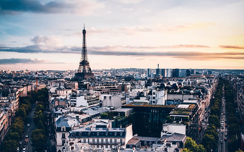Eiffel Tower, panorama, french landmarks, France, Europe, Paris, HD wallpaper
