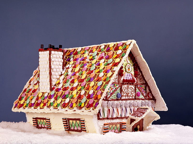 gingerbread house, candy, colorful, christmas, holiday, food, fun, sweet, festive, gingerbread, bright, HD wallpaper