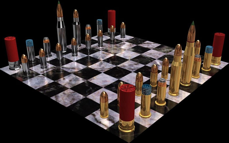 Chess, board, bullets, game, cartridges, HD wallpaper