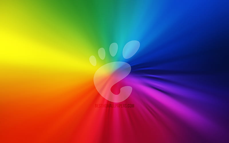 Gnome logo vortex, Linux, rainbow backgrounds, creative, operating systems, artwork, Gnome, HD wallpaper