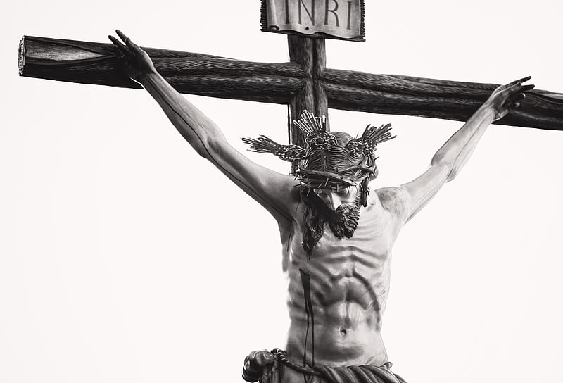 Grayscale Of The Crucifix, HD wallpaper