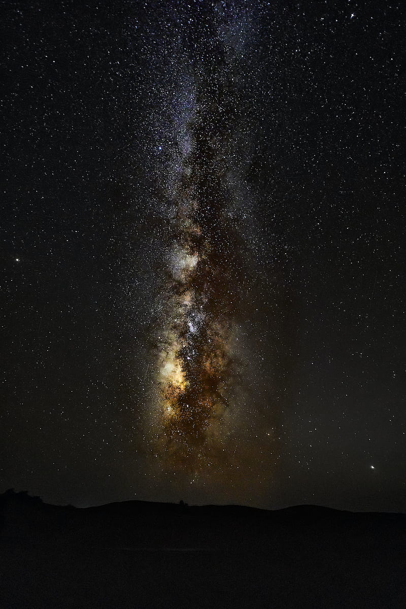 nebula, starry sky, stars, hills, space, HD phone wallpaper