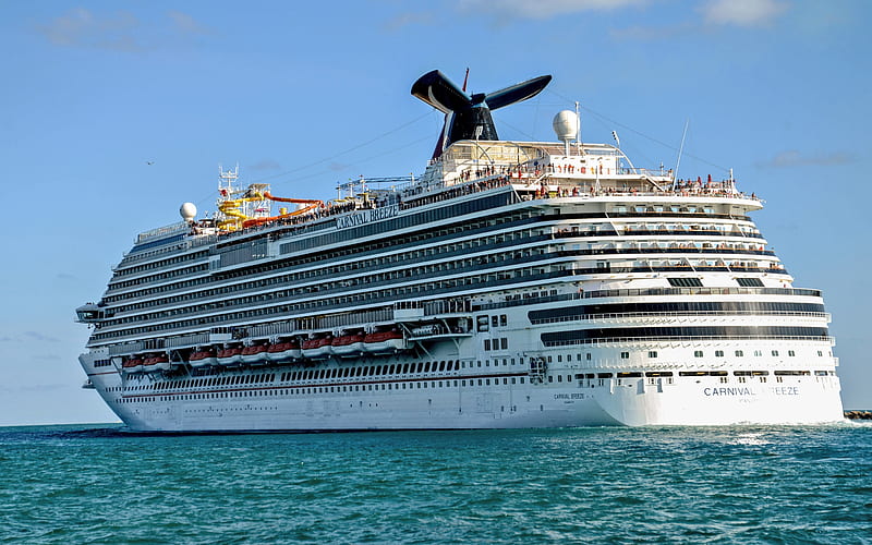 cruise ship, Carnival Breeze, luxury liner, large passenger ship, Caribbean Sea, luxury ships, HD wallpaper