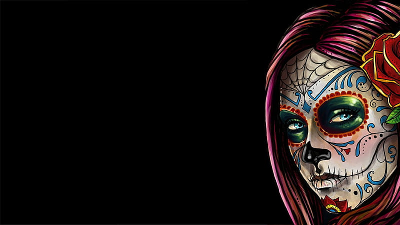 Sugar Skull Bright, sugar skull, Night of the Dead, Halloween, skull, Firefox Persona theme, HD wallpaper