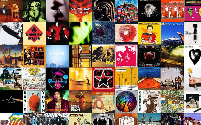 Great Music Tribute 2, radiohead, music, led zeppelin, rolling stones, blur, kings of leon, albums, pink floyd, HD wallpaper