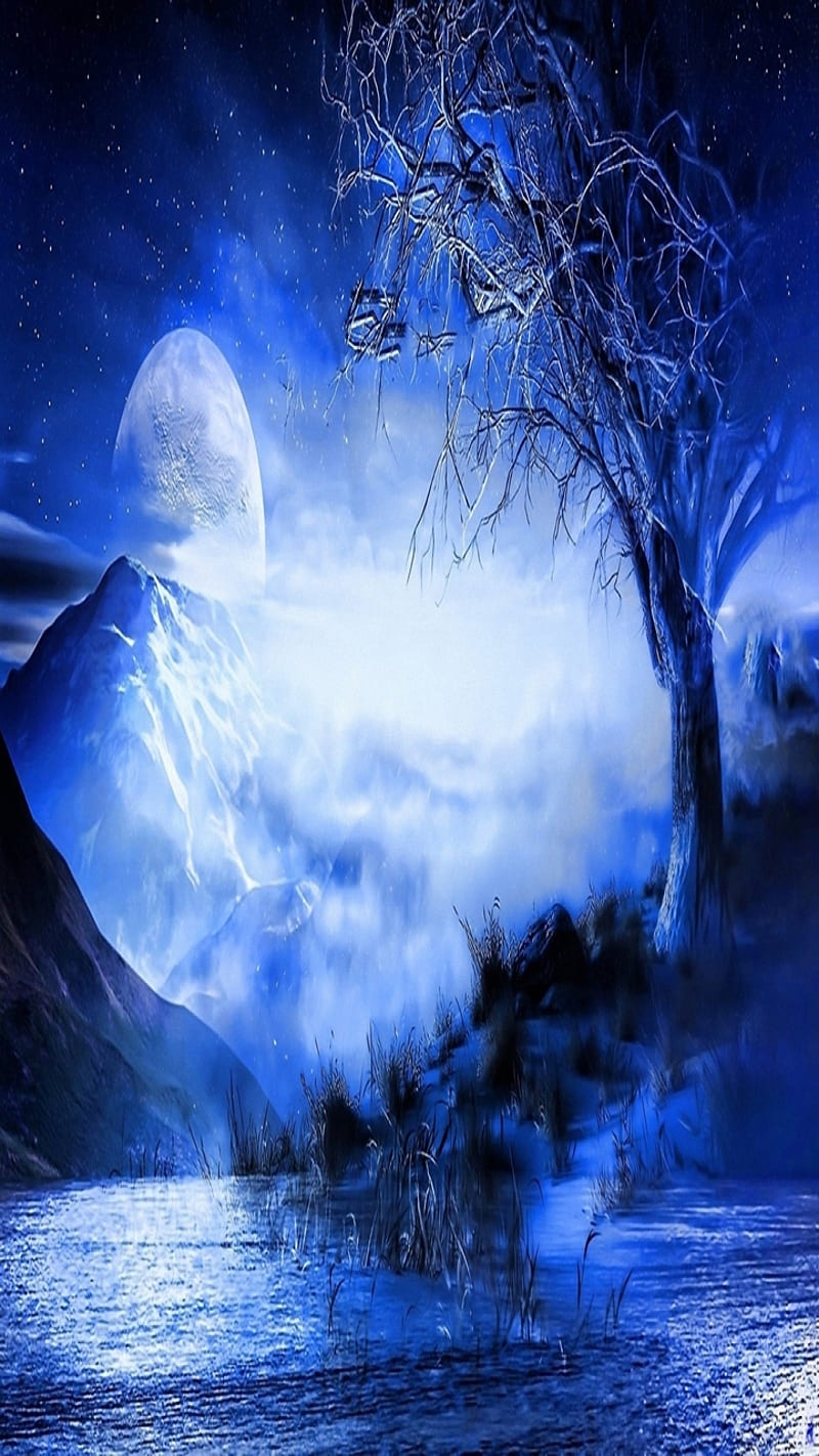 Blue moon, good, landscape, nice, HD phone wallpaper | Peakpx