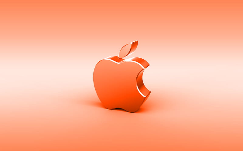 Apple orange 3D logo, minimal, orange background, Apple logo, creative,  Apple metal logo, HD wallpaper | Peakpx