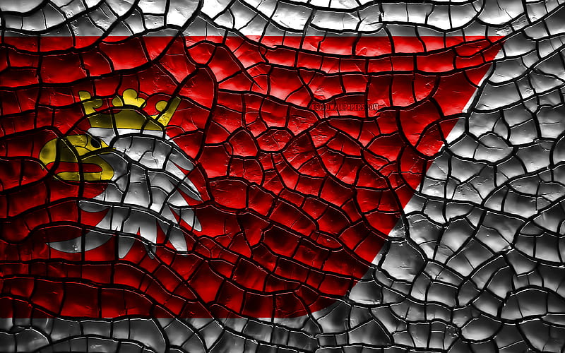 Flag of Warmia-Masuria polish voivodeships, cracked soil, Poland, Warmia-Masuria flag, 3D art, Warmia-Masuria, Voivodeships of Poland, administrative districts, Warmia-Masuria 3D flag, Europe, HD wallpaper