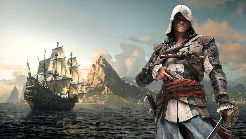 Assassin's Creed IV : Black Flag, ac 4, ps3, revelations, assassins creed, ubisoft, brotherhood, altair, game, ezio, Connor, Black Flag, pirate, Edward Kenway, xbox 360, assassins creed 4, pc, HD wallpaper