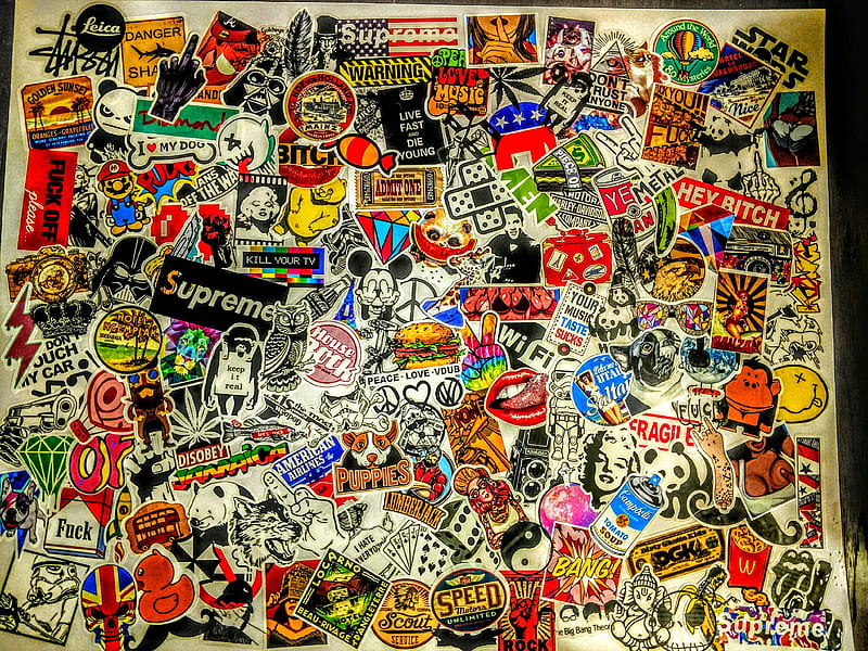Stickers, collage, HD wallpaper
