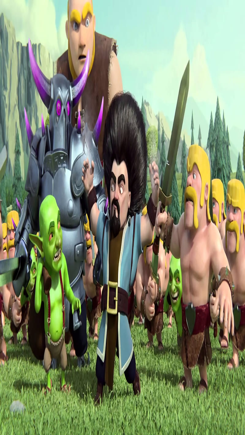 Clash of clans, barbarians, coc, giant, goblin, pekka, wizard, HD phone wallpaper