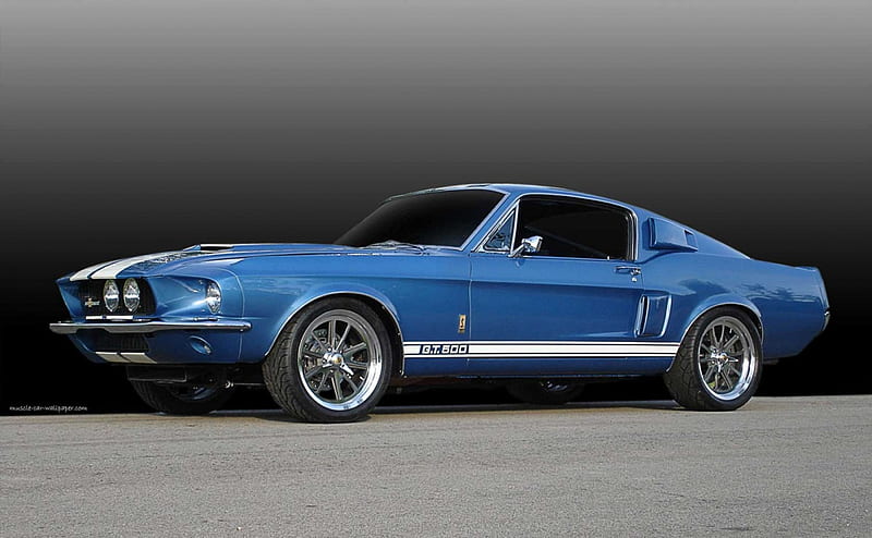1967 Mustang GT-500 -- 20 iconic pony cars, Classic, White Stripes, Ford, Blue, HD wallpaper