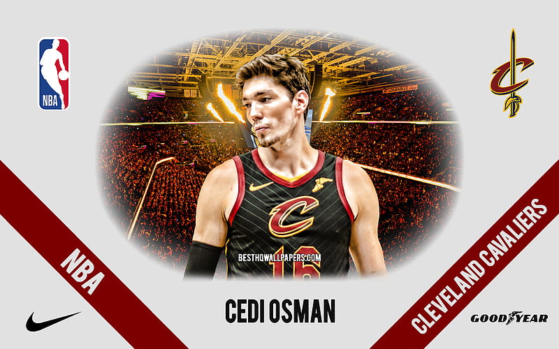Cedi Osman, Cleveland Cavaliers, Turkish Basketball Player, NBA, portrait, USA, basketball, Rocket Mortgage FieldHouse, Cleveland Cavaliers logo, HD wallpaper