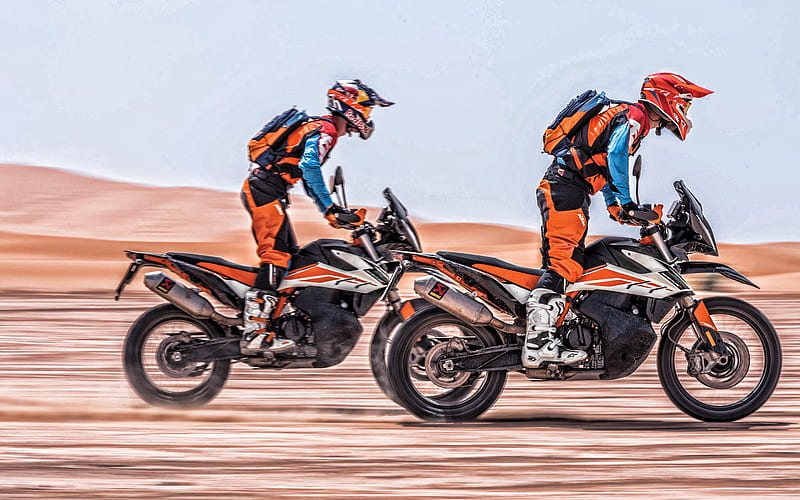 KTM 790 Adventure R, 2020, side view, exterior, new orange 790 Adventure R, desert riding, motocross bike, KTM, HD wallpaper