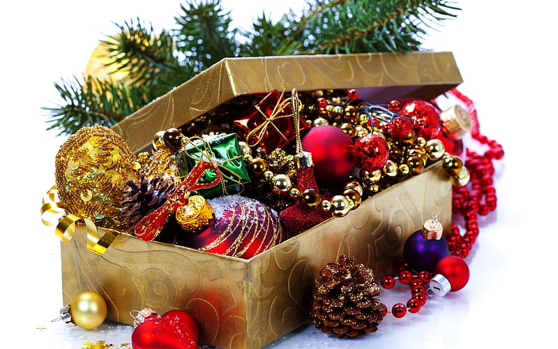 Christmas ornaments, Christmas, Christmas balls, garlands, tinsel, New Year, HD wallpaper