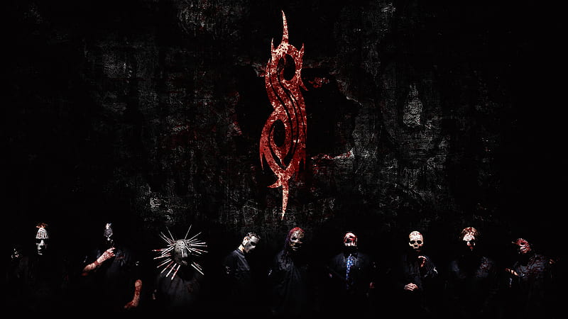 Slipknot Logo With Band In Black Background Music, HD wallpaper