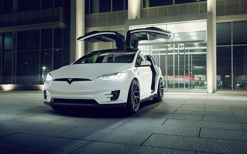 2018, Tesla Model X, Novitec, electric crossover, front view, tuning Model X, new white Model X, american electric cars, Tesla, HD wallpaper