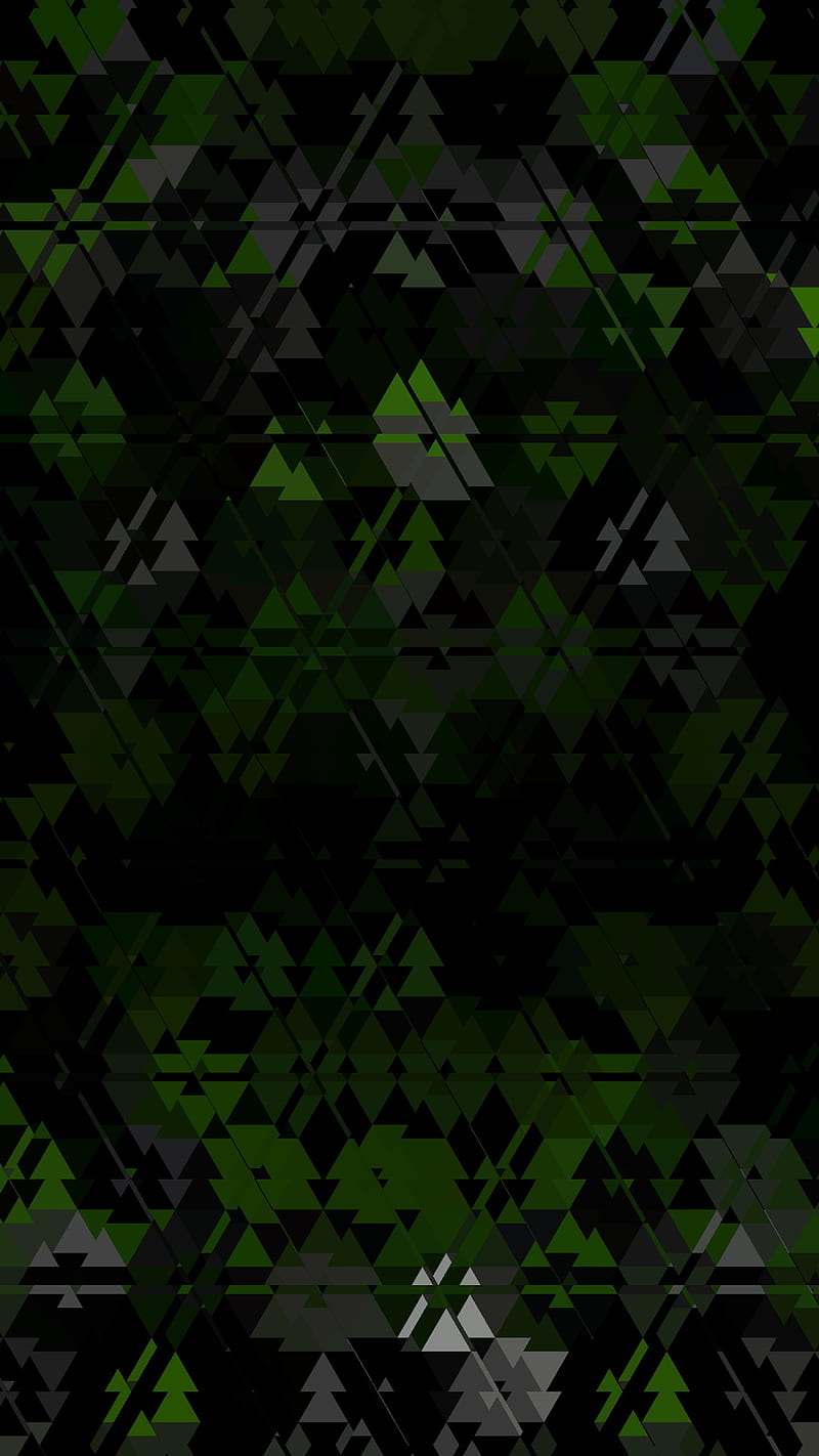 Shattered green, abstract, army, black, camo, dark, geometric, green, triangle, HD phone wallpaper