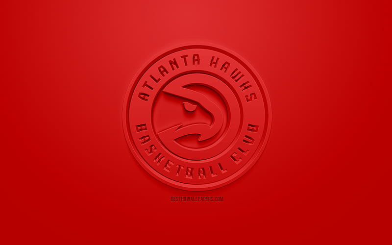 Atlanta Hawks, creative 3D logo, red background, 3d emblem, American basketball club, NBA, Atlanta, Georgia, USA, National Basketball Association, 3d art, basketball, 3d logo, HD wallpaper