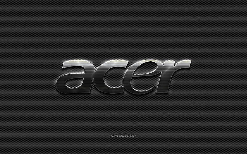 Acer steel logo, metal mesh background, Acer logo, Acer emblem, Acer, metal background, HD wallpaper