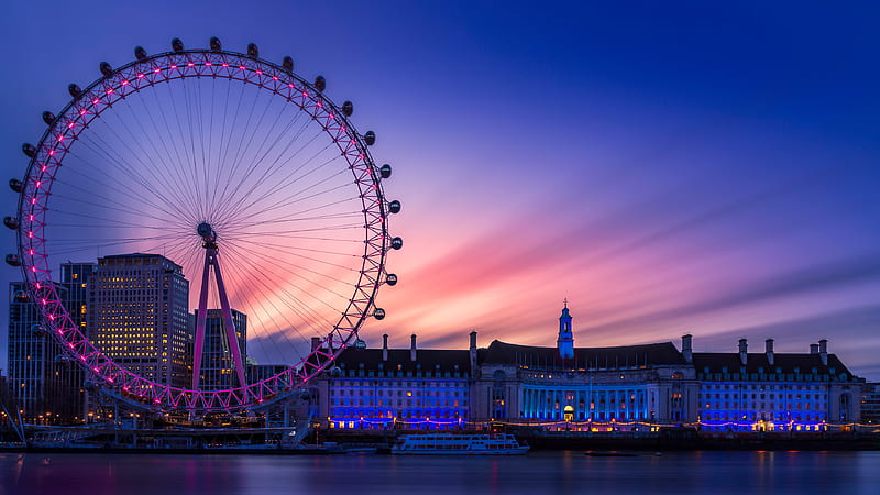 Dawn At The London Eye , ferris-wheel, graphy, HD wallpaper